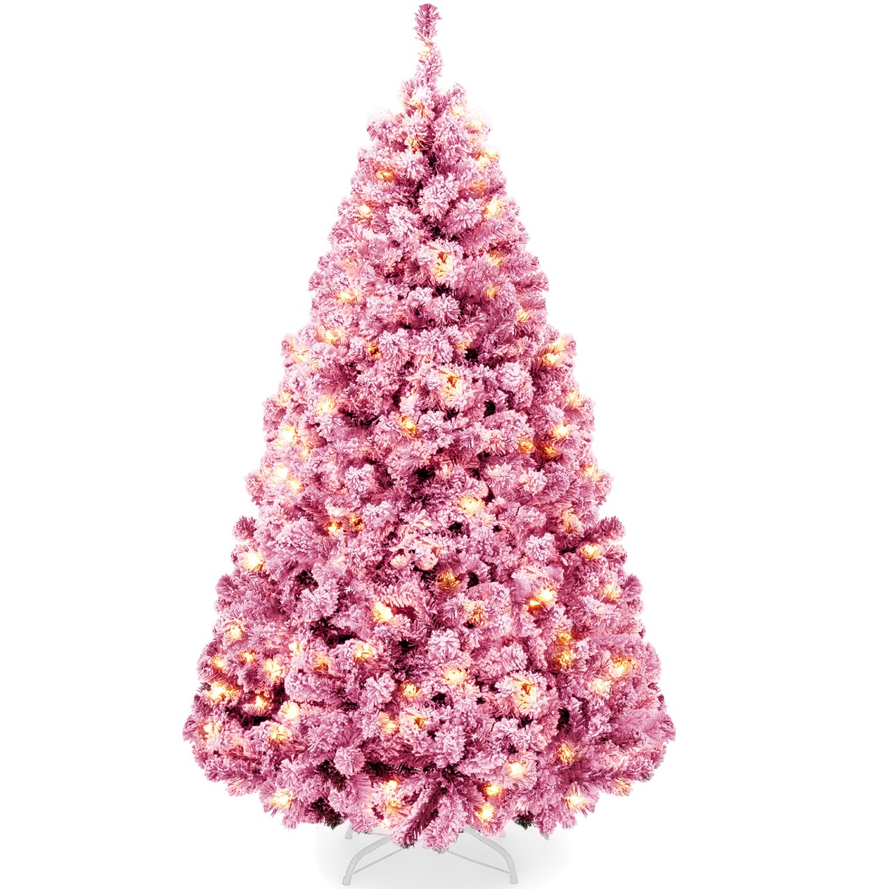 Best Choice Products Artificial Flocked Christmas Tree, Pre-Lit Holiday Décor w/ Twinkle Lights - 6ft